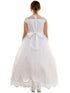 Petite Adele Little Girls White Lace Overlay Short Sleeve Communion Dress 2T-6 - SophiasStyle.com